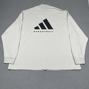 adidas Basketball Sweatshirt Mens XL Talc White Graphic Logo Oversized Baggy